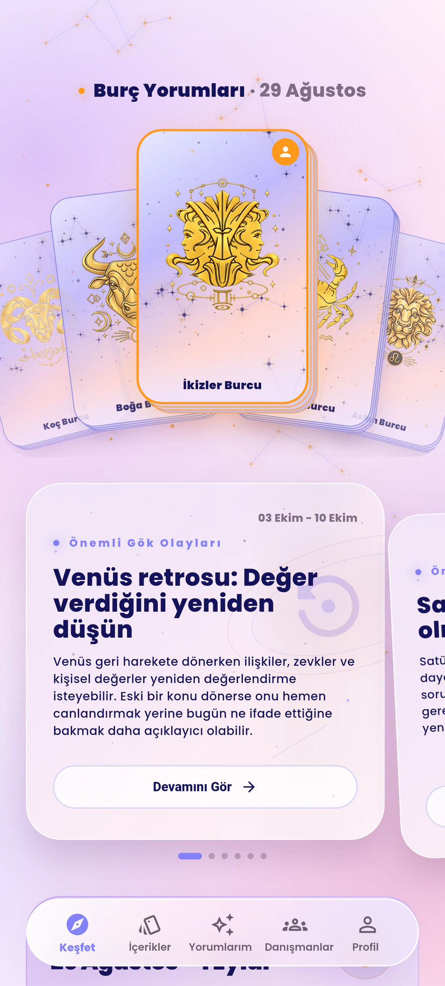 Günlük burç ve gök olayları